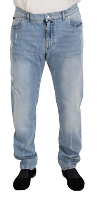 Thumbnail for Light Blue Washed Cotton Denim Jeans