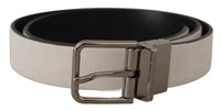 Thumbnail for Elegant White Leather Belt with Silver Buckle