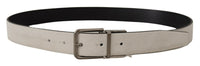 Thumbnail for Elegant White Leather Belt with Silver Buckle