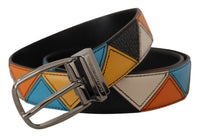 Thumbnail for Elegant Multicolor Leather Belt with Silver Buckle