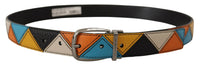 Thumbnail for Elegant Multicolor Leather Belt with Silver Buckle