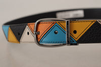 Thumbnail for Elegant Multicolor Leather Belt with Silver Buckle