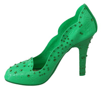 Thumbnail for Enchanting Crystal Cinderella Pumps in Lush Green