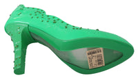 Thumbnail for Enchanting Crystal Cinderella Pumps in Lush Green