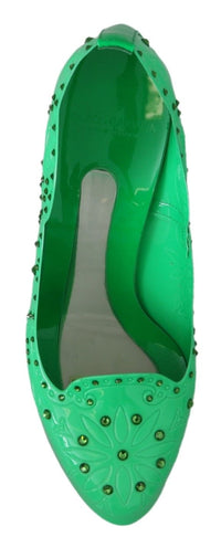 Thumbnail for Enchanting Crystal Cinderella Pumps in Lush Green