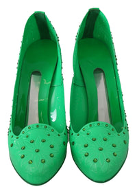 Thumbnail for Enchanting Crystal Cinderella Pumps in Lush Green