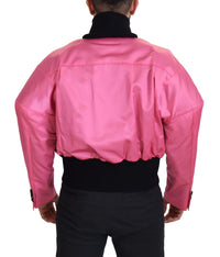 Thumbnail for Elegant Pink Nylon Bomber Jacket