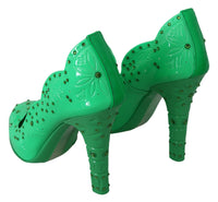 Thumbnail for Enchanting Crystal Cinderella Pumps in Lush Green