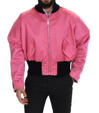 Thumbnail for Elegant Pink Nylon Bomber Jacket