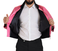 Thumbnail for Elegant Pink Nylon Bomber Jacket