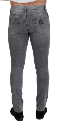 Thumbnail for Grey Washed Cotton Skinny Denim Jeans