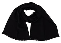 Thumbnail for Black Wool Neck Wrap Shawl Fringes Scarf