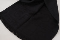 Thumbnail for Black Wool Neck Wrap Shawl Fringes Scarf