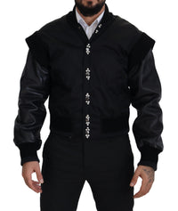Thumbnail for Elegant Black Crystal-Embellished Bomber Jacket