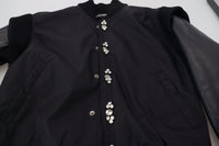 Thumbnail for Elegant Black Crystal-Embellished Bomber Jacket