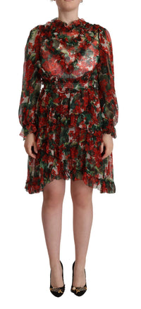 Thumbnail for Floral Silk Mini Knee High Dress