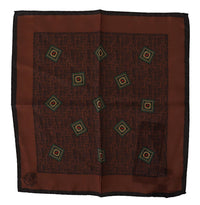 Thumbnail for Brown Patterned Silk Square Handkerchief Scarf