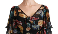 Thumbnail for Elegant Sea Shells Print Silk Midi Dress