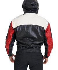 Thumbnail for Elite Black Leather Hooded Bomber Jacket