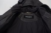 Thumbnail for Elite Black Leather Hooded Bomber Jacket