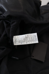 Thumbnail for Elite Black Leather Hooded Bomber Jacket