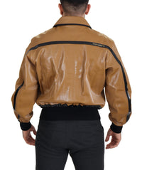 Thumbnail for Elegant Dark Camel Zip Blouson Jacket