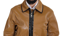 Thumbnail for Elegant Dark Camel Zip Blouson Jacket