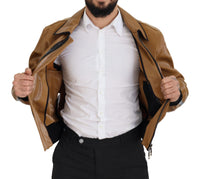 Thumbnail for Elegant Dark Camel Zip Blouson Jacket
