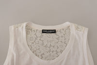 Thumbnail for Elegant White Embellished Sleeveless Tee