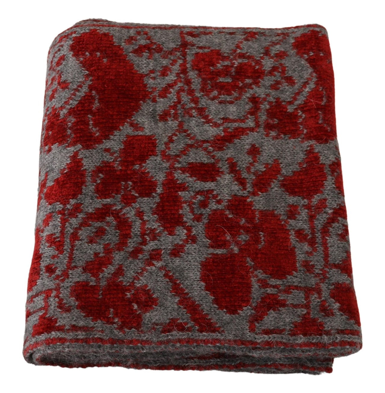 Red Grey Knitted Wrap Warmer Womens Shawl Scarf