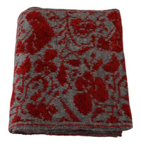 Thumbnail for Red Grey Knitted Wrap Warmer Womens Shawl Scarf