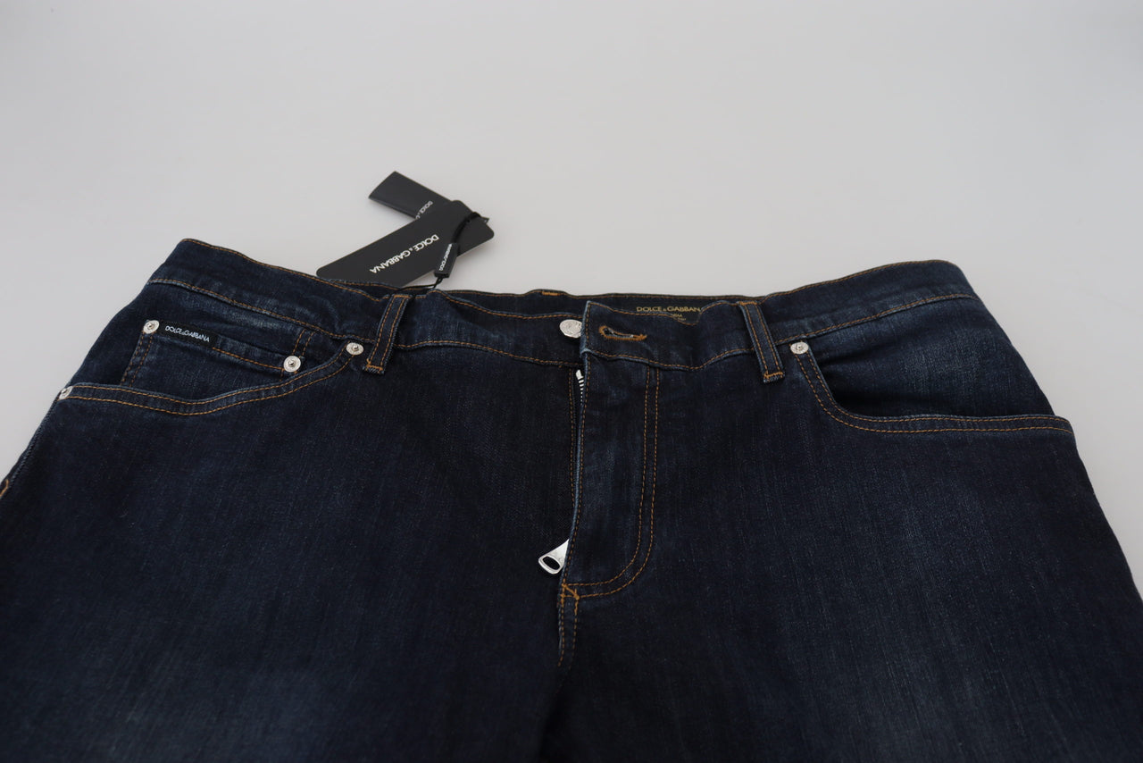 Blue Cotton Straight Fit Casual Denim Jeans