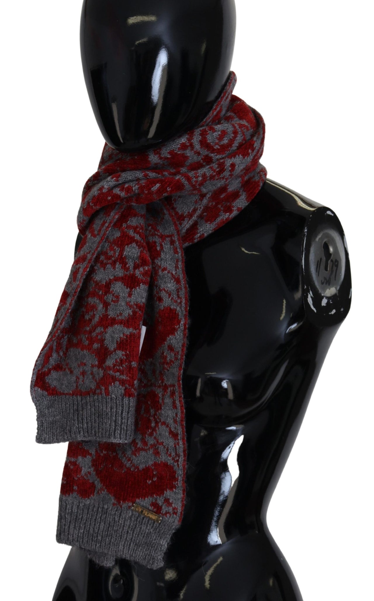 Red Grey Knitted Wrap Warmer Womens Shawl Scarf