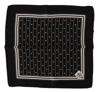 Thumbnail for Black Patterned Silk Square Handkerchief Scarf
