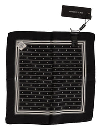 Thumbnail for Black Patterned Silk Square Handkerchief Scarf