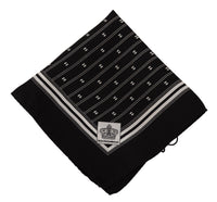 Thumbnail for Black Patterned Silk Square Handkerchief Scarf