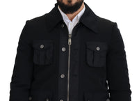 Thumbnail for Elegant Full Zip Black Wool Blend Jacket