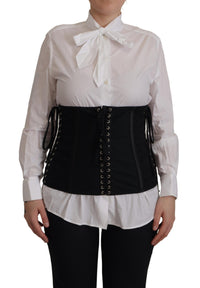 Thumbnail for Elegant Black Corset Waist Strap Top