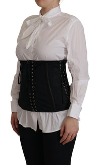 Thumbnail for Elegant Black Corset Waist Strap Top