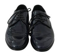 Thumbnail for Elegant Dark Blue Leather Derby Dress Shoes