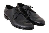 Thumbnail for Elegant Dark Blue Leather Derby Dress Shoes