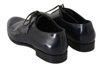 Thumbnail for Elegant Dark Blue Leather Derby Dress Shoes