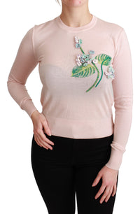 Thumbnail for Silk Blend Floral Embroidered Sweater