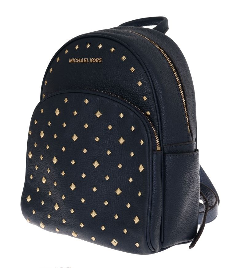 Elegant Leather ABBEY Backpack in Navy Blue