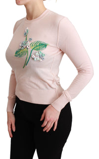 Thumbnail for Silk Blend Floral Embroidered Sweater