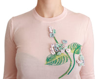 Thumbnail for Silk Blend Floral Embroidered Sweater