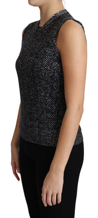 Thumbnail for Elegant Chevron Virgin Wool Crew Neck Top