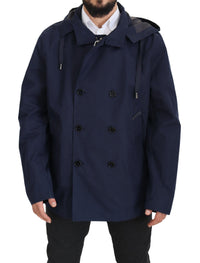 Thumbnail for Elegant Double-Breasted Blue Parka Jacket