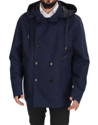 Thumbnail for Elegant Double-Breasted Blue Parka Jacket