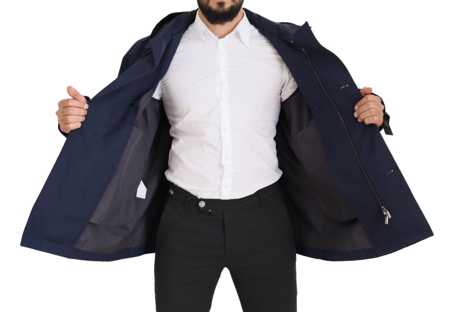 Elegant Double-Breasted Blue Parka Jacket